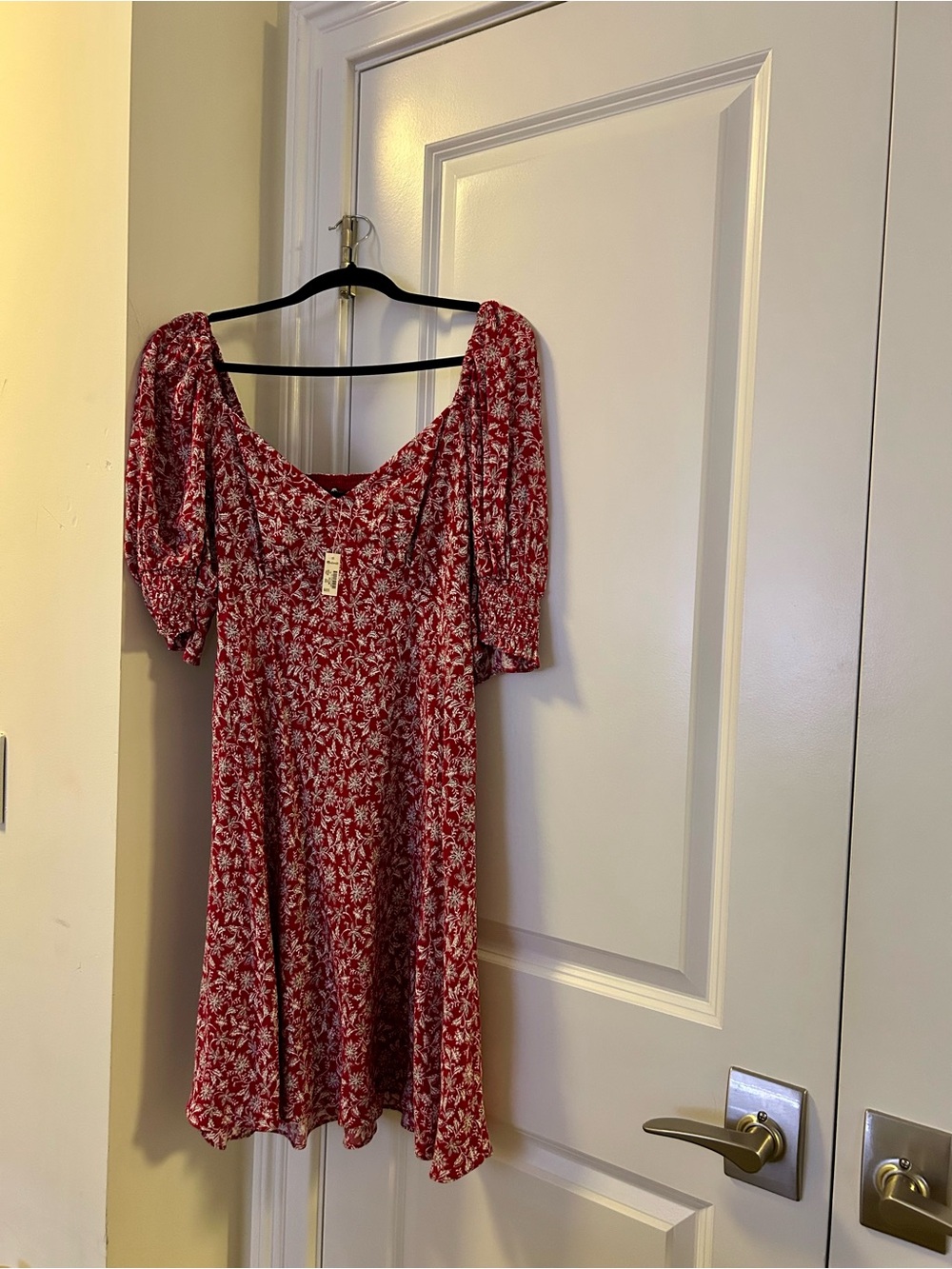 Madewell Red Floral Puff-Sleeve Dress